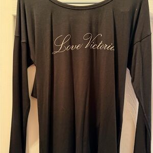 Zara Black Long Sleeve Top with Script